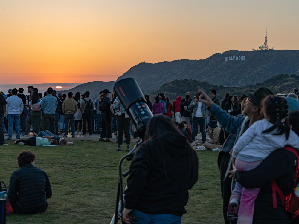 People watching the sunset on the Observatory lawn.