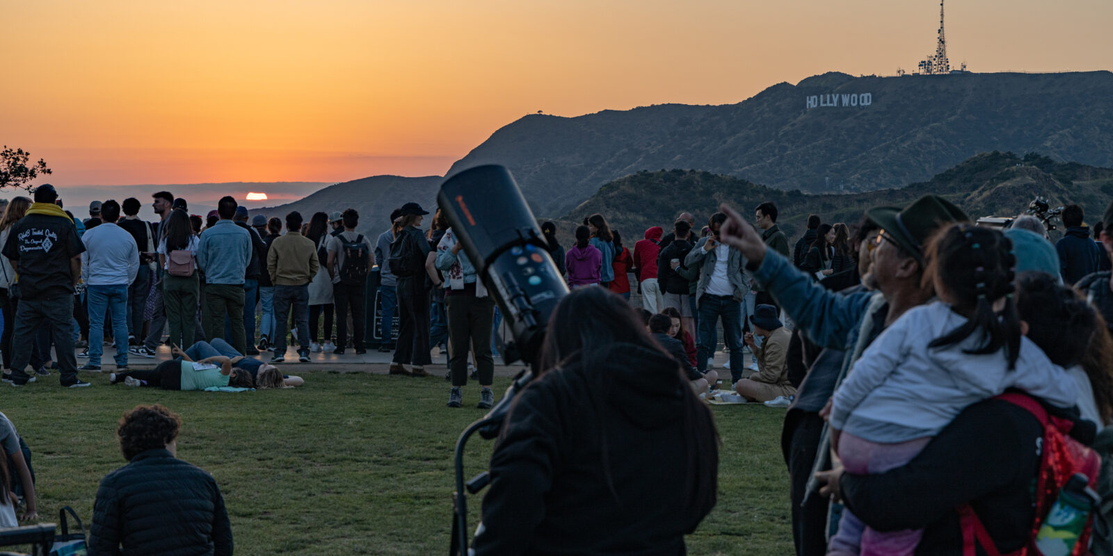 People watching the sunset on the Observatory lawn.