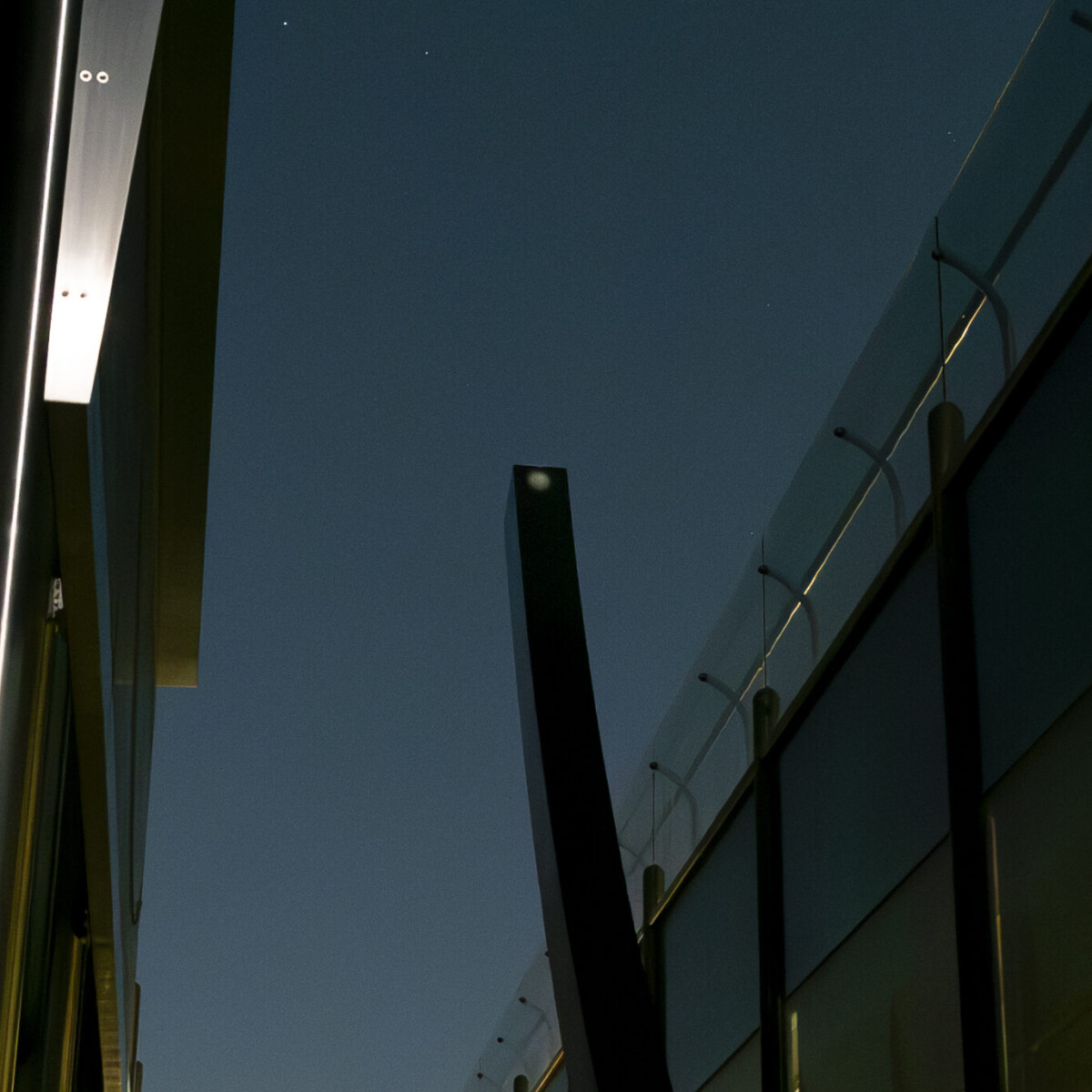 The Meridian Arc in the Gottlieb Transit Corridor at night.
